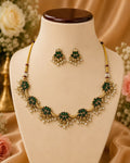 Elegant Green Stone Necklace and Earrings Set