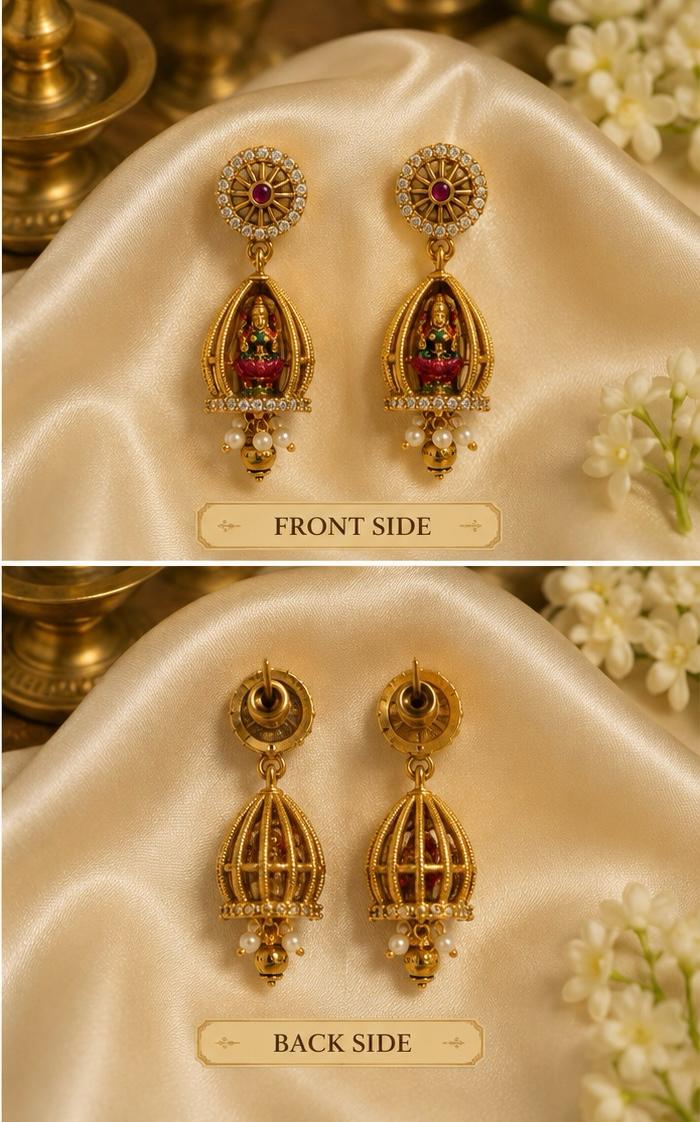 Traditional Lakshmi Cage Jhumkas – 4.2 cm