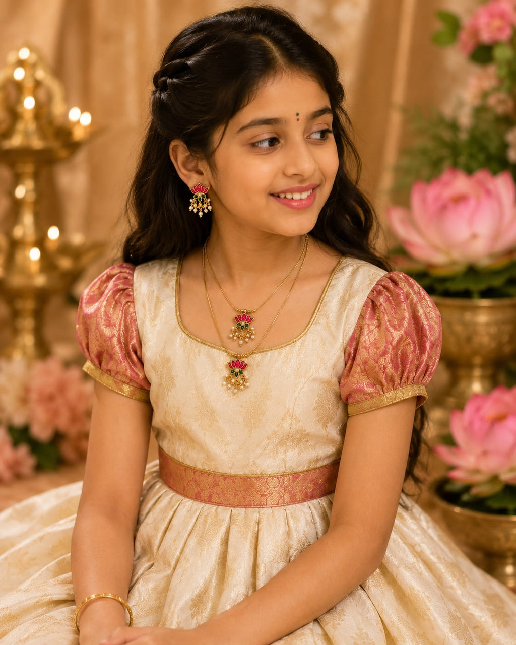 Kids’ Lotus Pendant Necklace Set