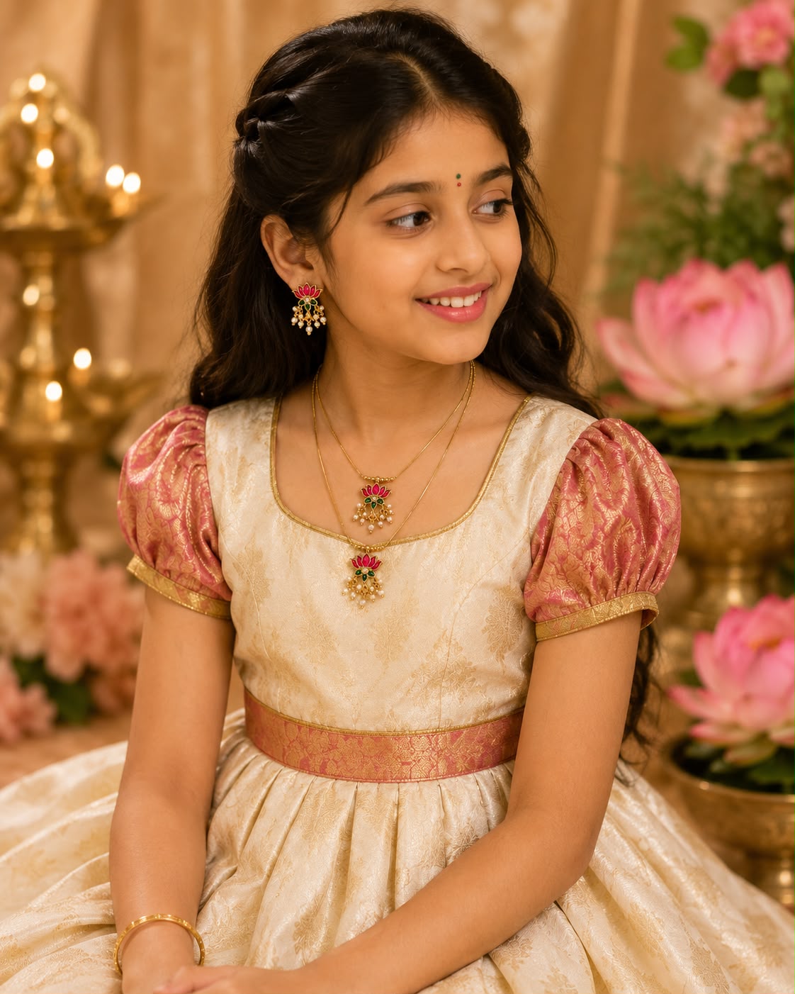 Kids’ Lotus Pendant Necklace Set