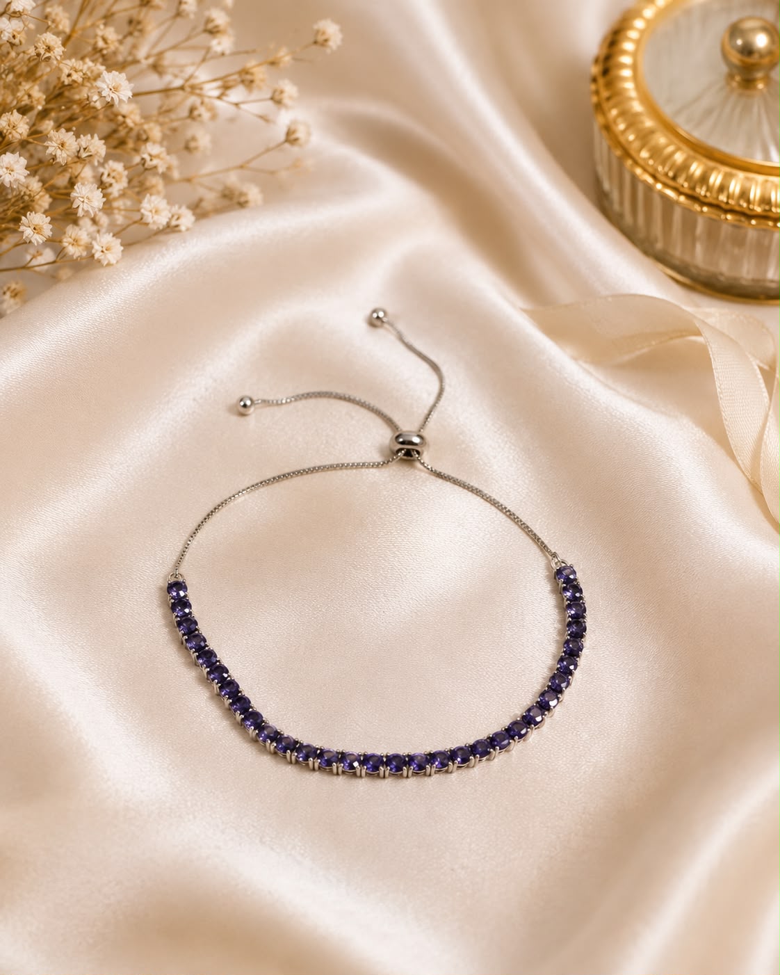 Elegant Purple Crystal Adjustable Bracelet