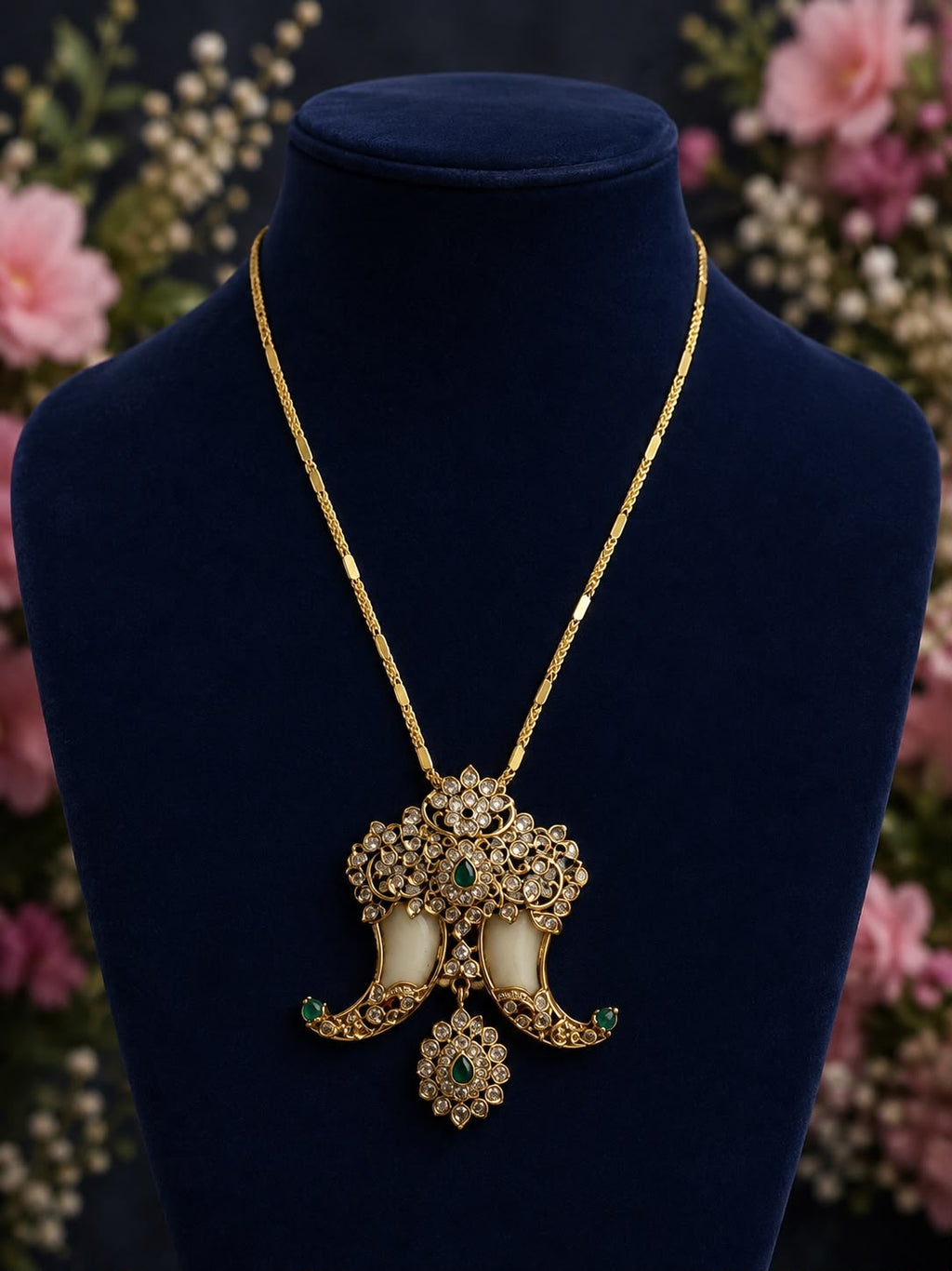 Royal Elephant Motif Pendant Necklace