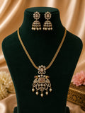 Elegant CZ Jhumka Earrings – Blush Pink Stone & Pearl Drops