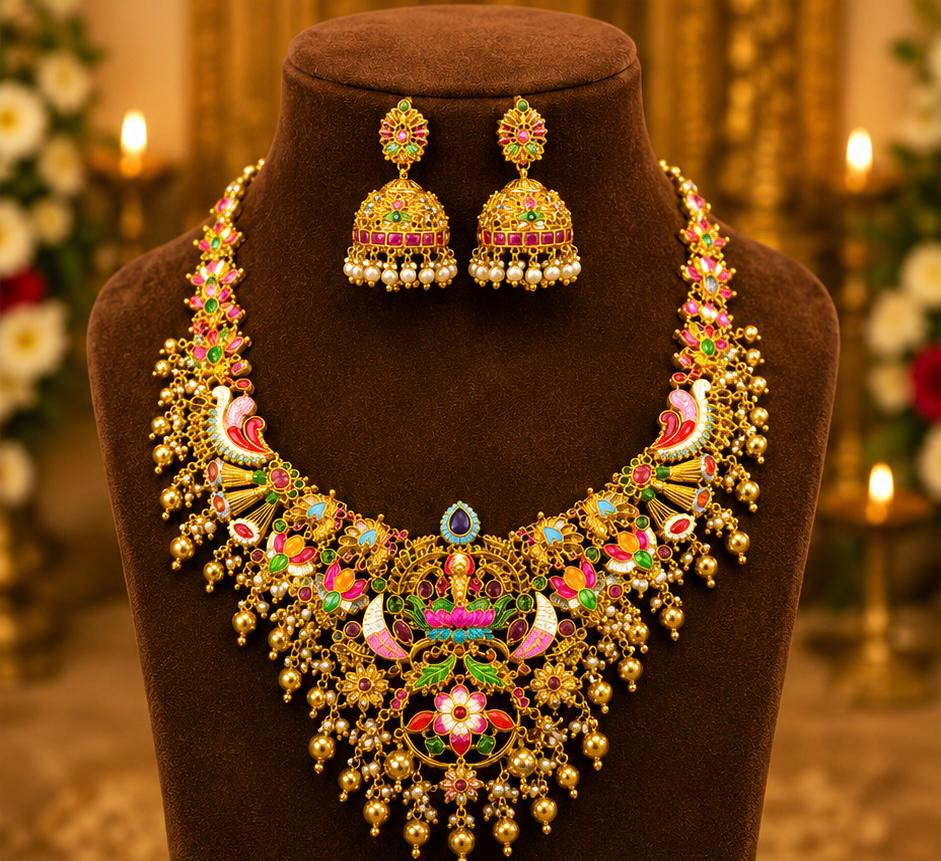 Temple Lakshmi choker and haram Combo Set