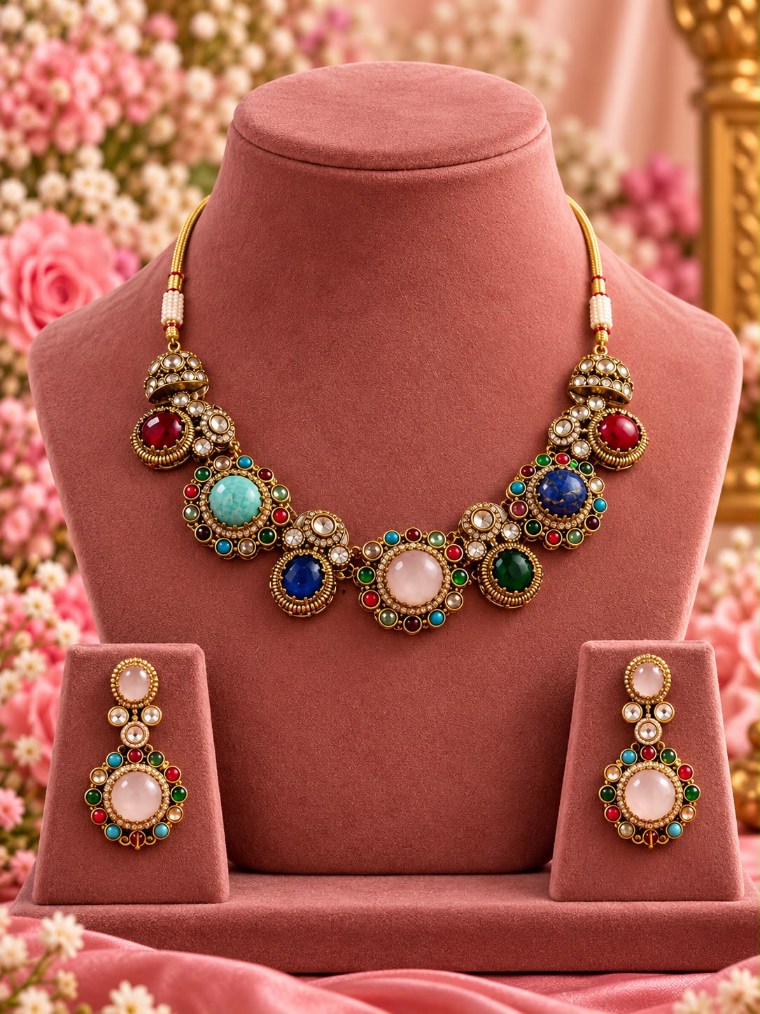 Multicolor Kundan-Style Traditional Necklace Set NB_NS_68