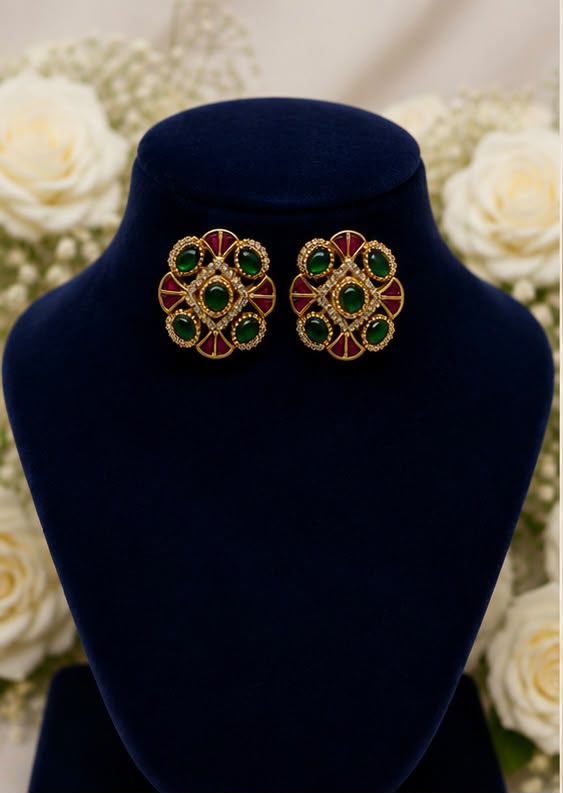 Multicolor Floral Designer Stud Earrings ✨