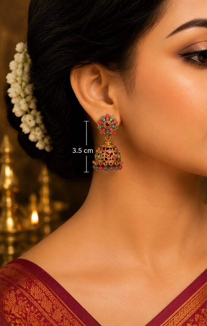 Traditional Multicolor Antique Jhumkas – 3.5 cm