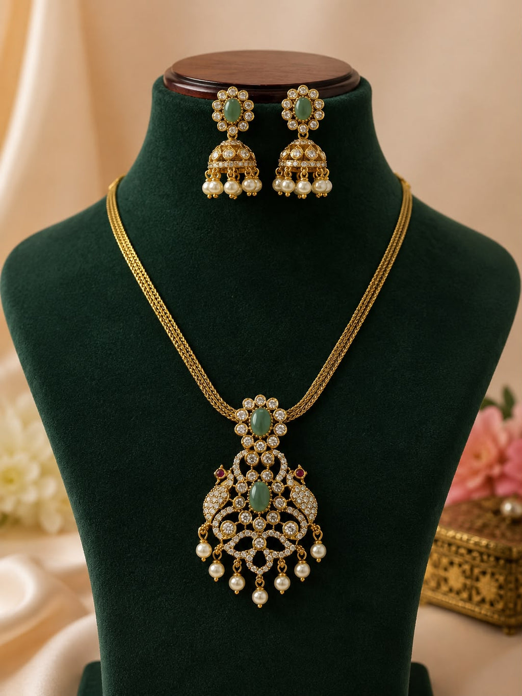 Elegant 1 Gram Gold Pendant Necklace Set