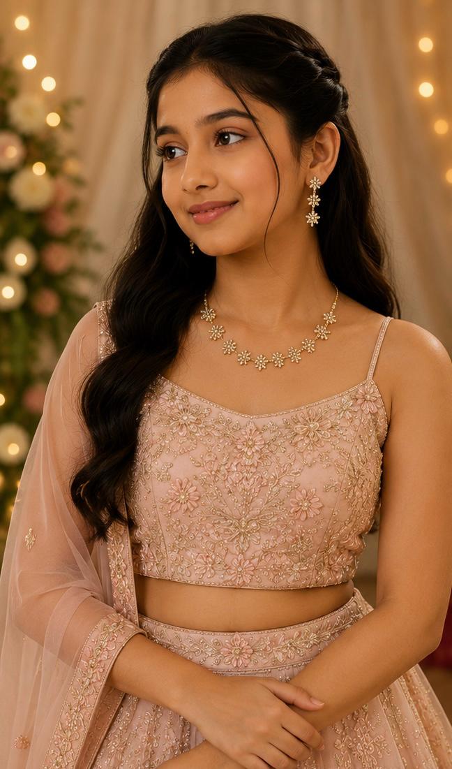 Floral CZ Necklace Set