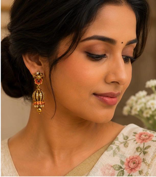 Traditional Antique CZ Drop Earrings – 4.5 cm