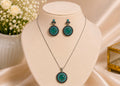 Elegant Teal Stone Pendant Set