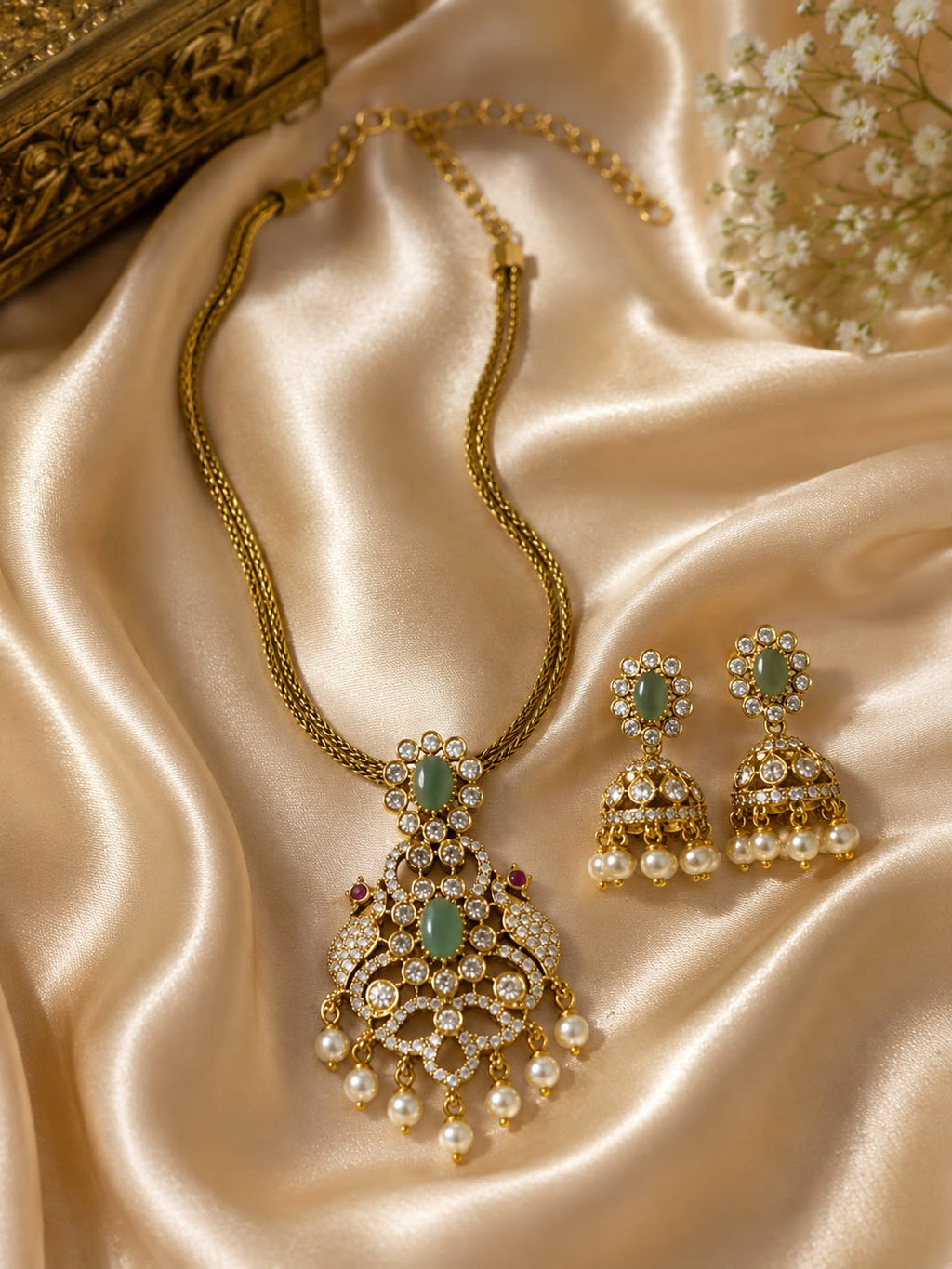 Elegant 1 Gram Gold Pendant Necklace Set