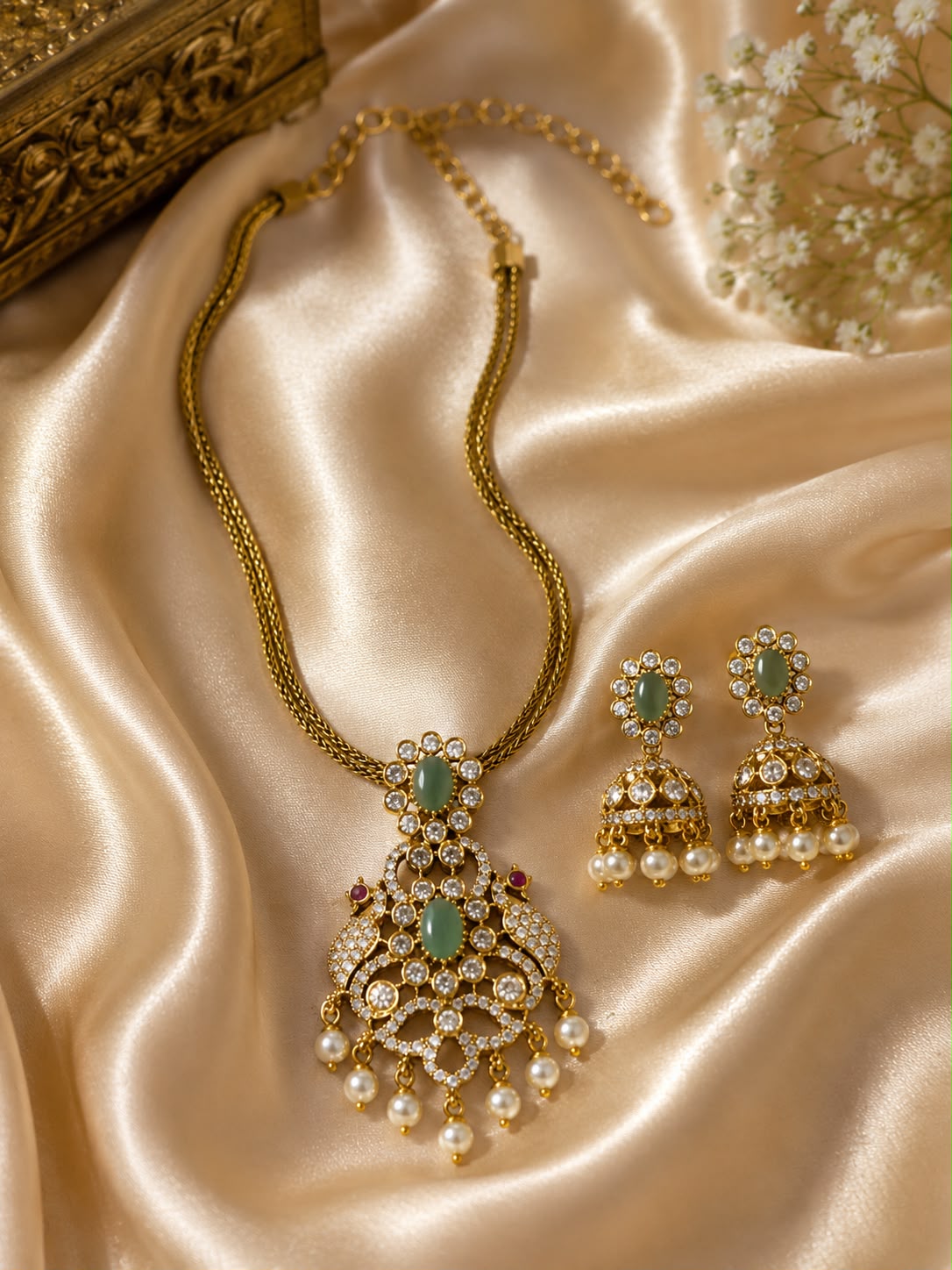 Elegant 1 Gram Gold Pendant Necklace Set