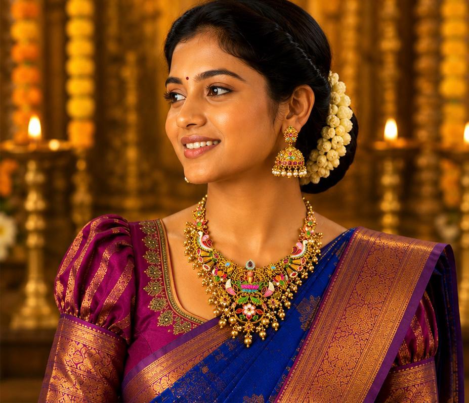 Temple Lakshmi choker and haram Combo Set