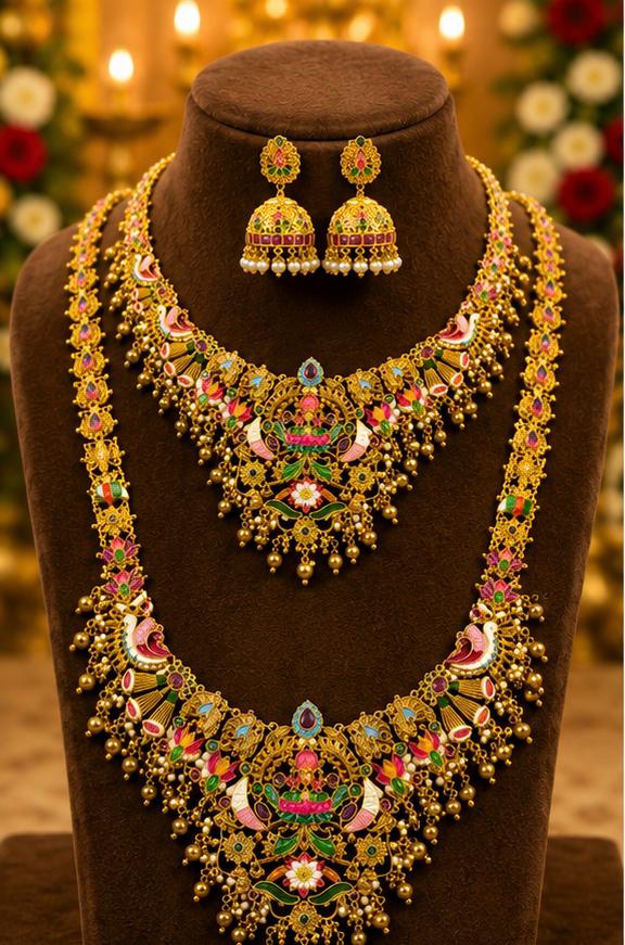 Temple Lakshmi choker and haram Combo Set