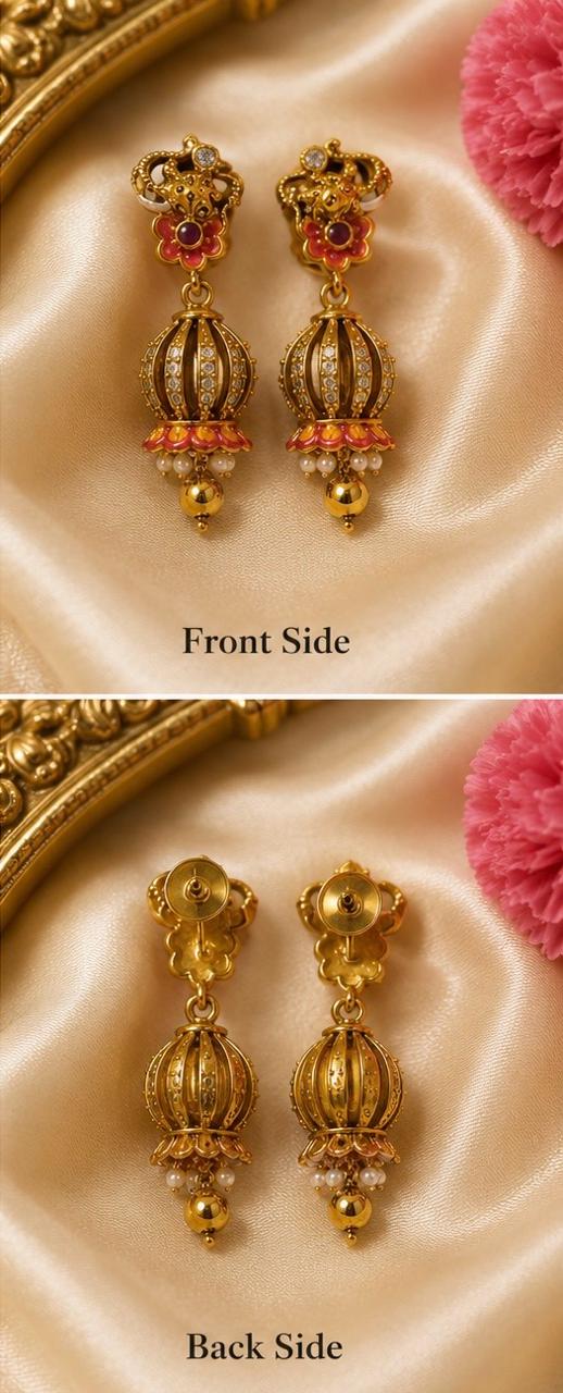 Traditional Antique CZ Drop Earrings – 4.5 cm