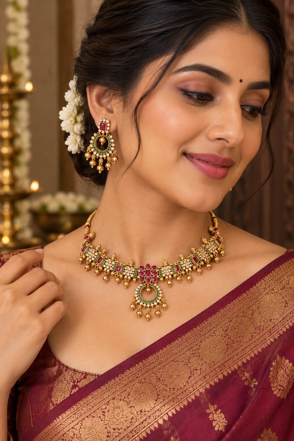 Royal Ruby & Emerald Kundan Choker Set