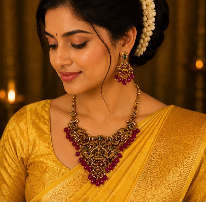 Temple Lakshmi Statement Necklace Set