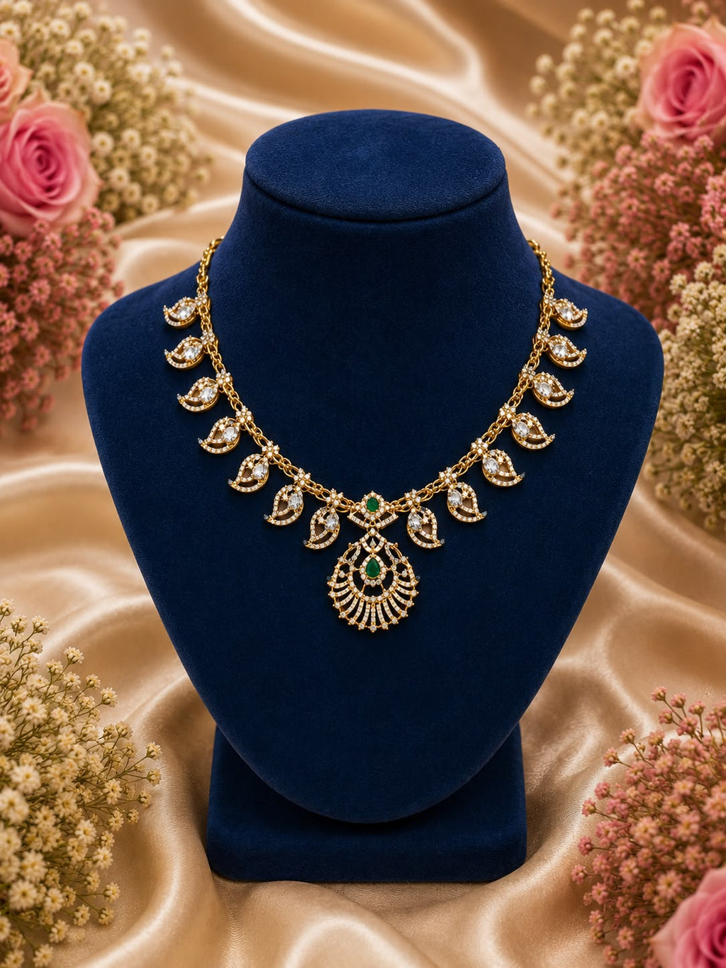 Peacock Leaf Necklace Set