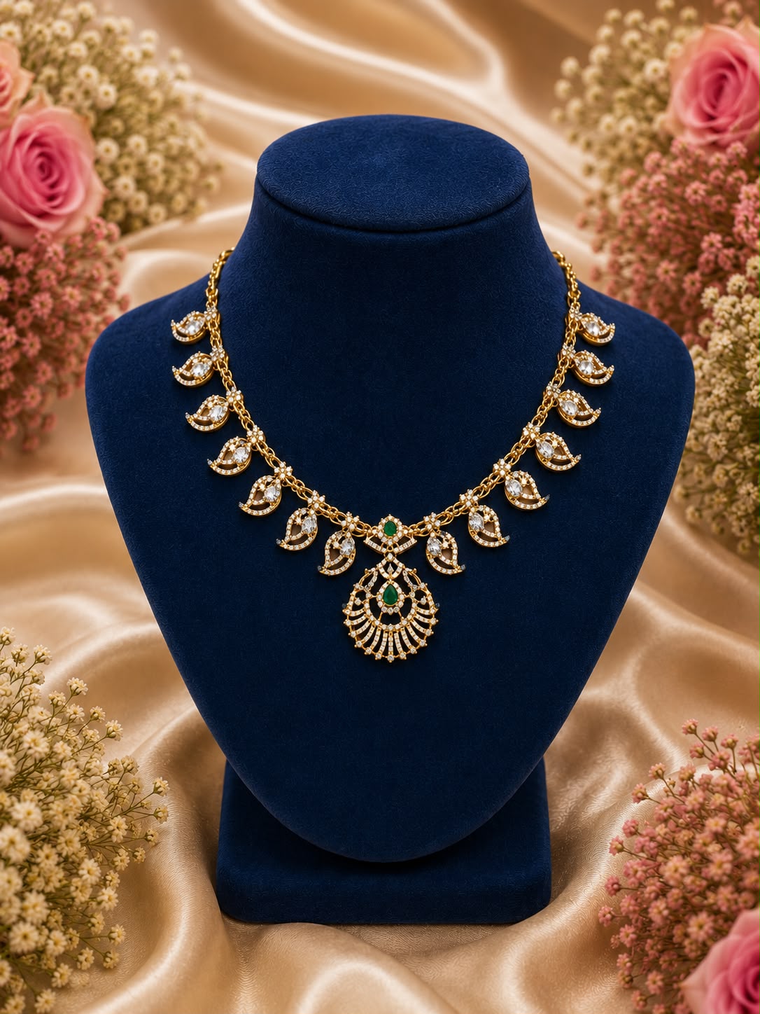 Peacock Leaf Necklace Set
