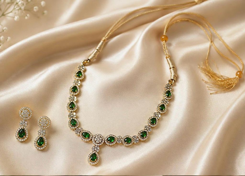 Emerald Elegance Necklace Set for teens and kids