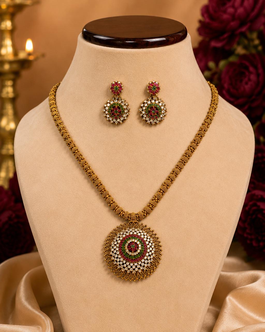 Elegant Gold-Tone Pendant Necklace Set