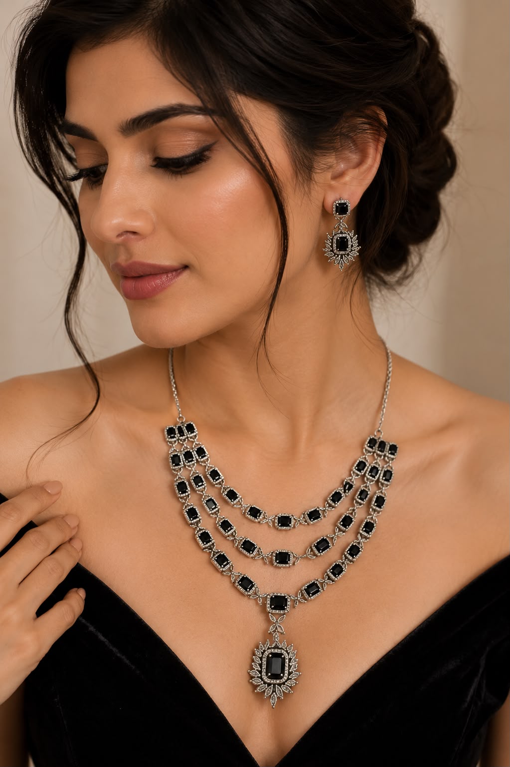 Midnight Royale Layered Necklace Set