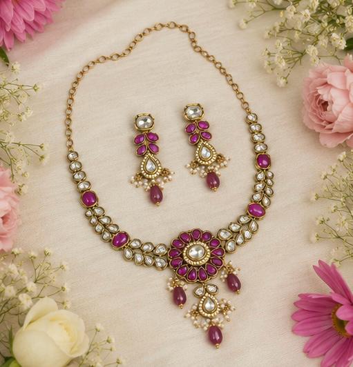 Royal Kundan Floral Necklace Set