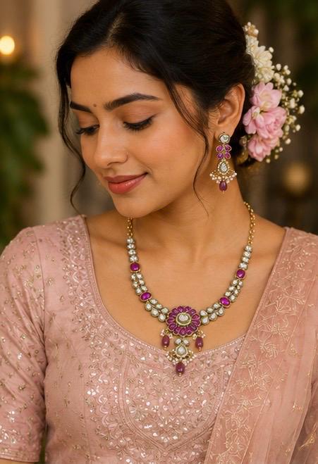 Royal Kundan Floral Necklace Set