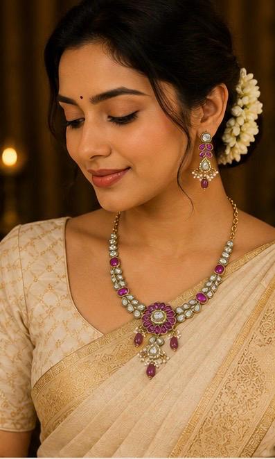 Royal Kundan Floral Necklace Set