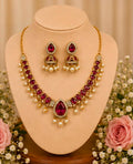 Royal Ruby & Pearl Necklace Set