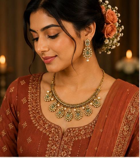 Kundan Green Necklace Set