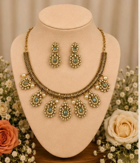 Kundan Green Necklace Set