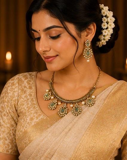 Kundan Green Necklace Set