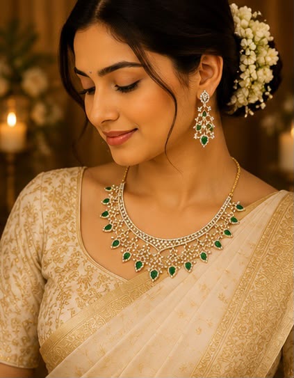 Emerald Drop Necklace Set