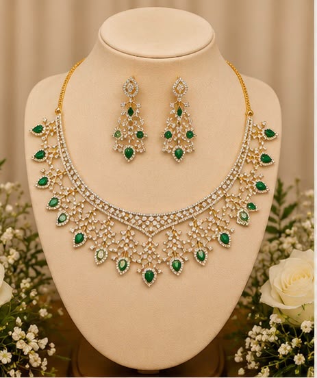Emerald Drop Necklace Set