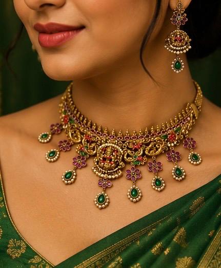 Temple Heritage Wedding Choker Necklace Set