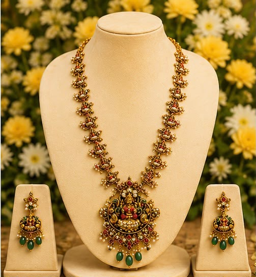Lakshmi Temple Long Necklace Set