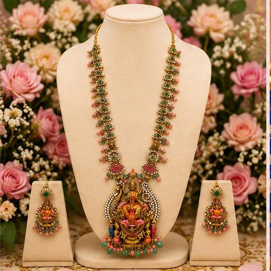 Divine Lakshmi Temple Long Haram Set