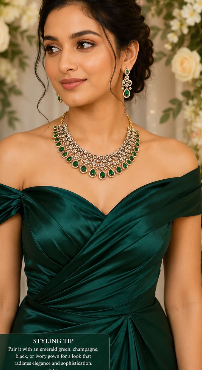 Premium Emerald Elegance Necklace Set