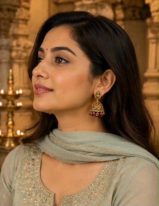 Antique Temple Jhumka Earrings – Traditional Elegance