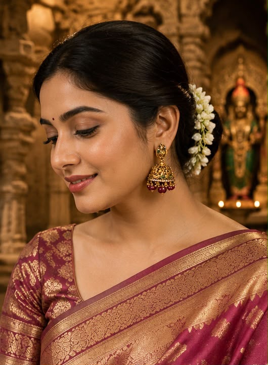 Antique Temple Jhumka Earrings – Traditional Elegance