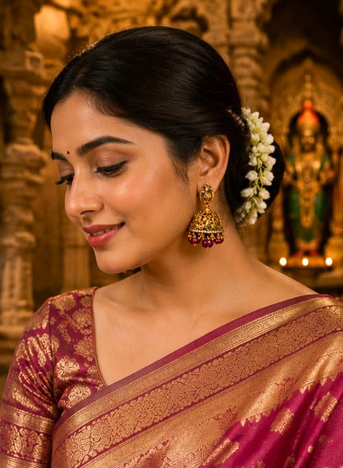 Antique Temple Jhumka Earrings – Traditional Elegance