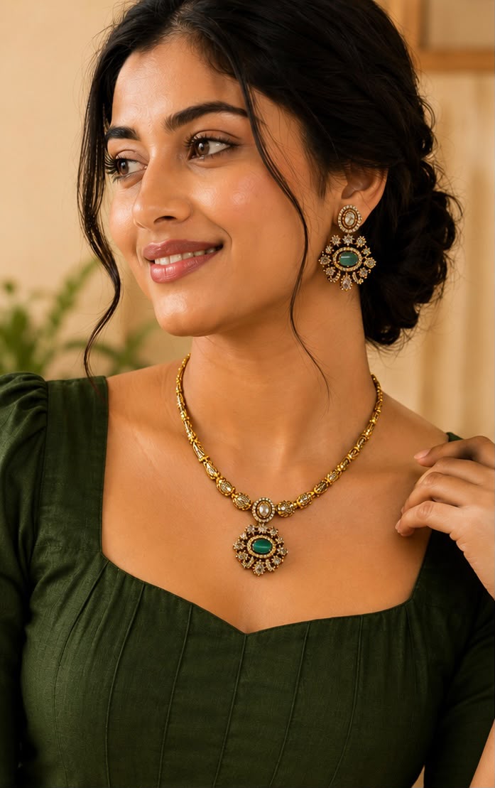 Emerald Blossom Necklace Set