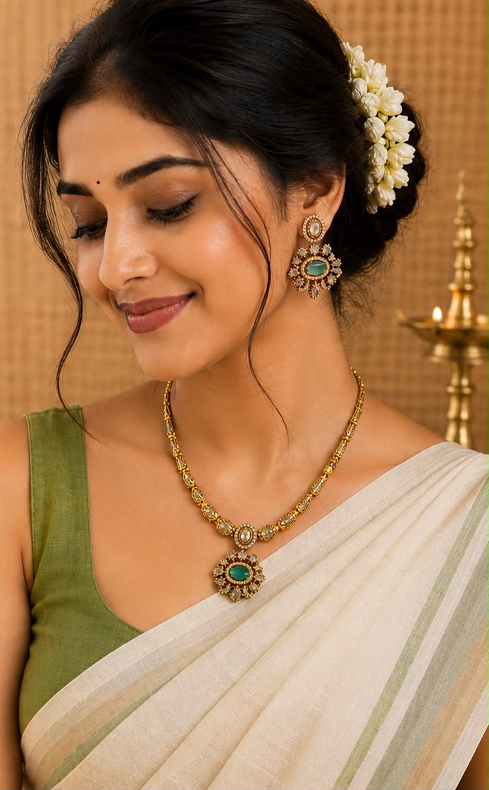 Emerald Blossom Necklace Set