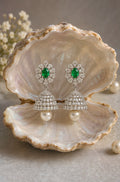 Emerald Pearl Jhumka Earrings