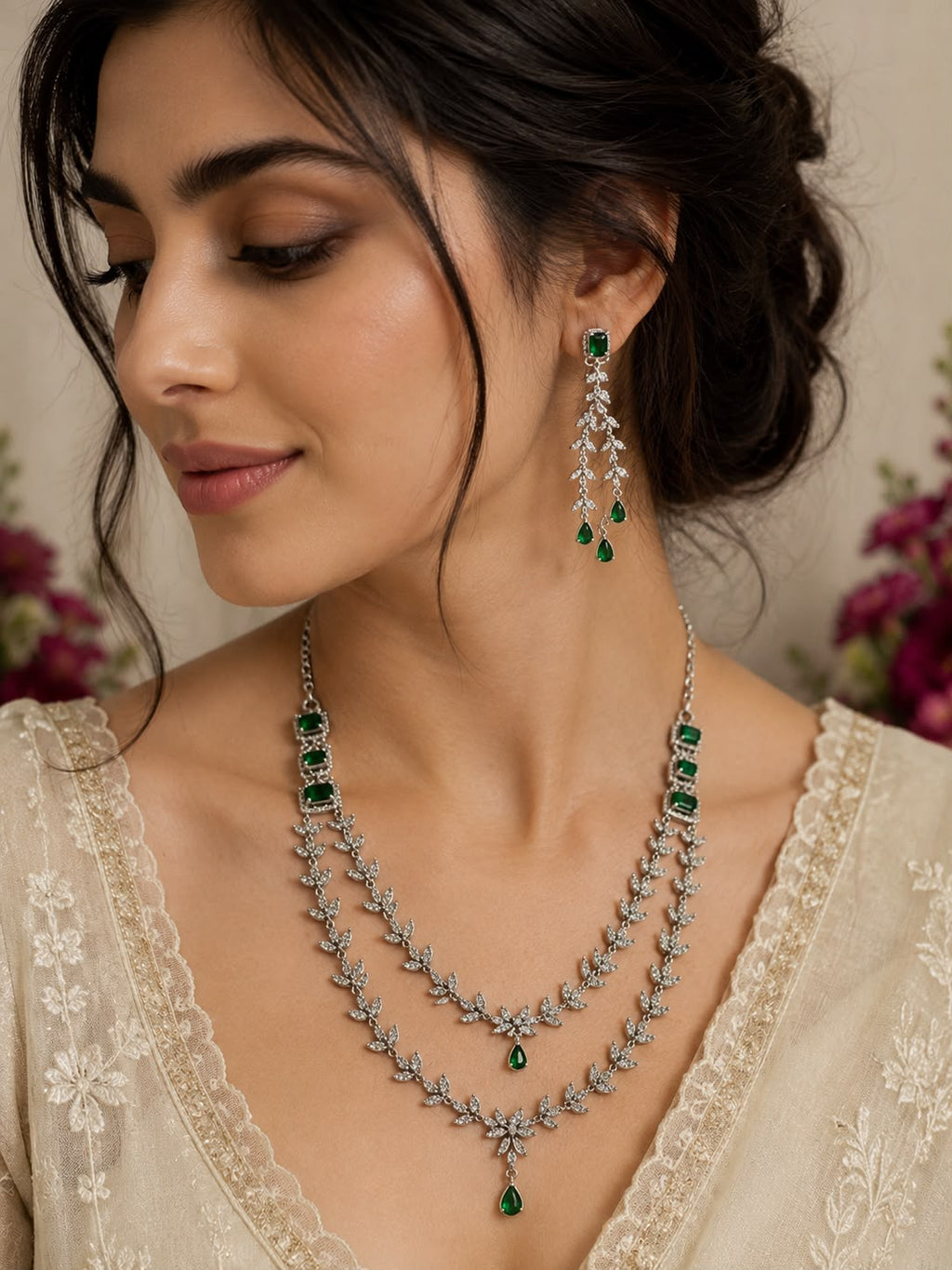 Emerald Vine Elegance Necklace Set