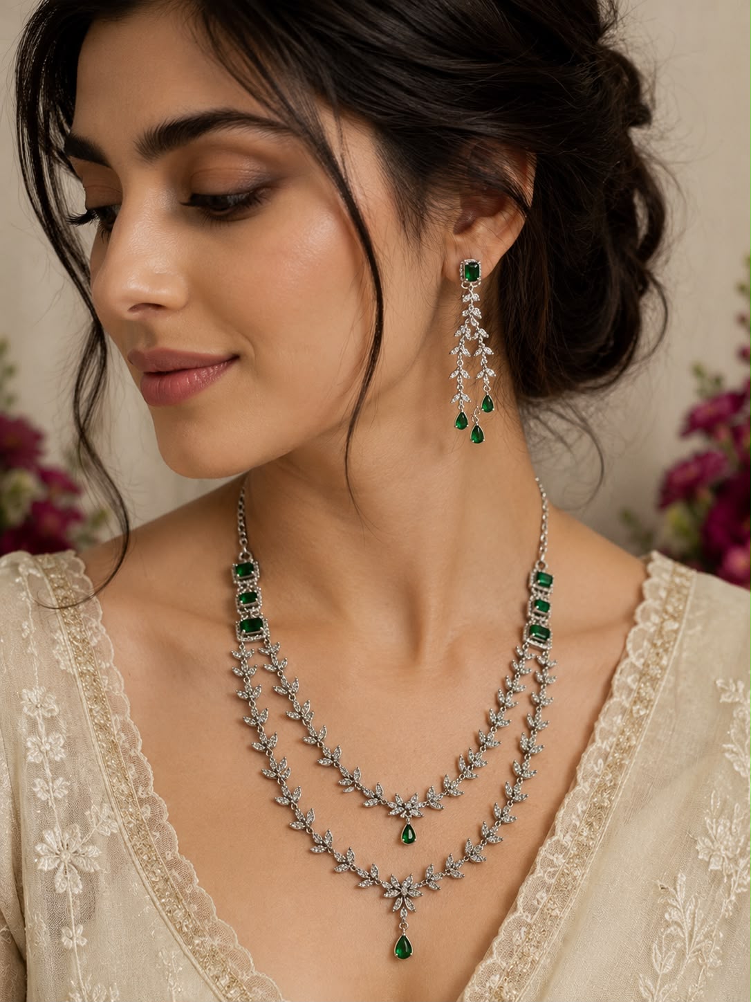 Emerald Vine Elegance Necklace Set