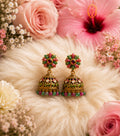 Floral Enamel Jhumka Earrings