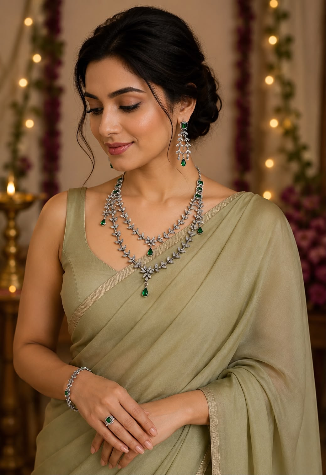 Emerald Vine Elegance Necklace Set
